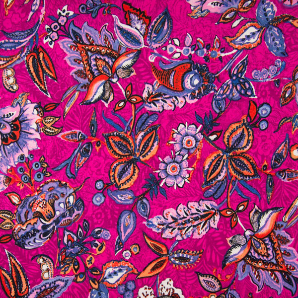 Quality Textiles Blumen pink Viskose